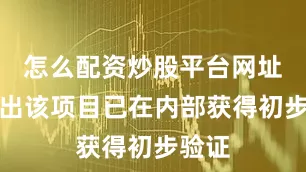怎么配资炒股平台网址显示出该项目已在内部获得初步验证